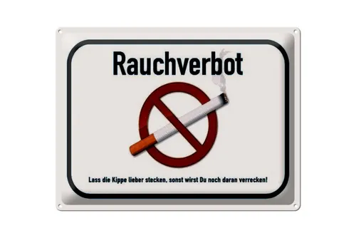 Femer GmbH Metallschild Hinweis 40x30cm Rauchverbot lass Kippe lieber, (1 St), gewölbte Oberfläche, abgerundete Ecken, umgeschlagene Kanten