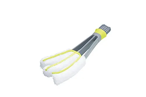 KitchenCraft Mikrofaser Jalousien-Reiniger - 4.5 x 9 x 4 cm - Grau-Weiß-Gelb - Lamellen-Reiniger - Rollladen-Reiniger