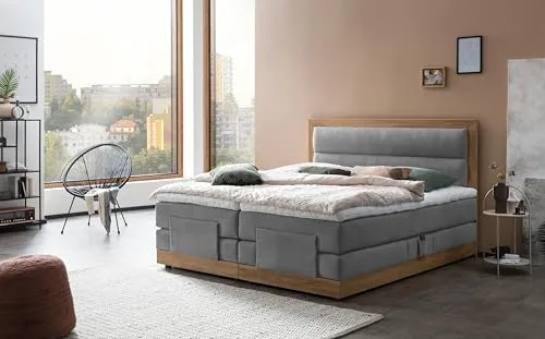 Belanoti MODELA Boxspringbett 160x200 elektrisch verstellbar - Betten: Hochwertiges Boxspringbett mit 7-Zonen Taschenfederkernmatratze und Visco Topper für optimalen Liegekomfort, inklusive kabellosen Handschaltern und Fußbodenbeleuchtung.