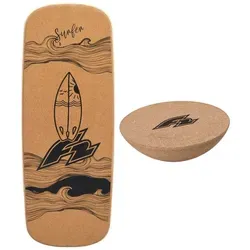 F2 Balanceboard F2 Set Kork Balance Board Flat Shape + Halbkugel - Ideal für Balancetraining und Yoga. Das Set umfasst ein 73x28 cm großes Kork-Balance-Board und eine wählbare Halbkugel für vielseitige Übungen. Perfekt für Fitness und Koordination.