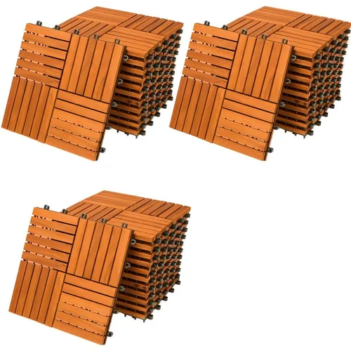 Casaria Holzfliesen 33x Akazie Quattro Mosaik - Hochwertige Terrassenfliesen im 1-6m² Set mit Klicksystem, ideal für Balkon und Garten. Verleihen Sie Ihrem Außenbereich mit verschiedenen Mustern einen natürlichen Look.