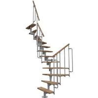 Minka Mittelholmtreppe Joker Turn 180° - Raumspartreppe mit flexibler Gestaltung, zwei Sets Sonderstufen für 180° Wendelung, hochwertige Buche oder Walnuss-Optik, ideal für verwinkelte Räume.