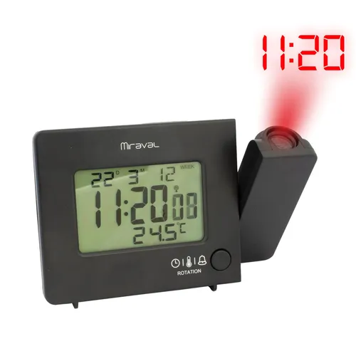 Funk-Projektionswecker mit 2 Alarmen - Wecker mit Temperaturanzeige und Projektionsfunktion, ideal für Reisen. Lautloses Uhrwerk und Touchscreen für einfache Bedienung.