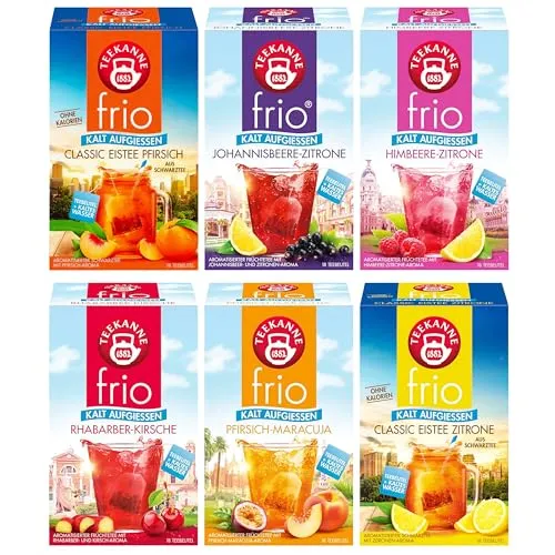 Teekanne frio 6er Früchte Pack – Erfrischende Vielfalt - Entdecken Sie 6 fruchtige Teesorten im praktischen 6er Pack, ideal für erfrischende Kaltgetränke. Einfache Zubereitung und hochwertige Zutaten sorgen für ein geschmackvolles Erlebnis überall.