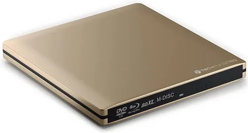 techPulse120 USB 3.0 3D Externer Blu-Ray Brenner - Kompakter Blu-ray-Brenner für 3D-Inhalte, M-Disc Unterstützung und leise Funktionalität – ideal für unterwegs und kompatibel mit Windows und Mac.