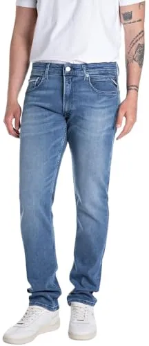 Replay Herren Jeans Grover Straight-Fit mit Comfort Stretch, Medium Blue 009 - Jeans mit 5 Pocket Design und dehnbarem Comfort Stretch für ultimativen Tragekomfort. Ideal für lässige Outfits im Alltag.