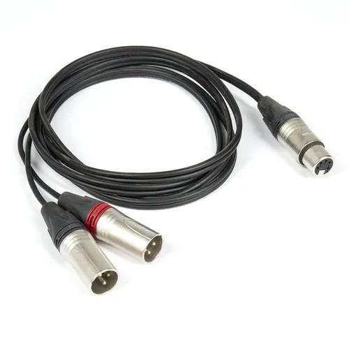 MUSIC STORE MTP 2.0 F5-MM1-2k Ad.-Kabel XLRf 5-pol / 2x XLRm 3-pol 2m - Praktischer Adapter für das Kabelsplitting von Stereofoniemikrofonen. Ermöglicht den Anschluss an zwei Vorverstärkerwege. Hochwertige Verarbeitung und eine Länge von 2m garantieren Flexibilität im Einsatz.