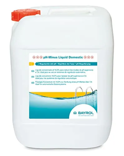 Bayrol pH-Minus Liquid 14,9 % - 10 l - Wasserpflegeprodukt für Schwimmbäder, ideal zur pH-Wert-Regulierung. Enthält vollständige Anweisungen und ist perfekt für Dosieranlagen geeignet.