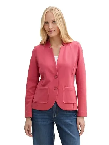 TOM TAILOR Jerseyblazer in Rot L - Eleganter Jerseyblazer in berry red, perfekt für Business-Mode. Komfortable Passform durch 54% Baumwolle und 3% Elasthan, ideal für einen stilvollen Auftritt.
