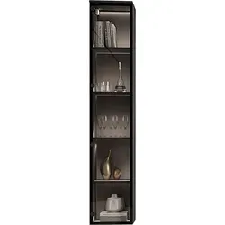 Hängevitrine FIVO 03 schwarz - 35x180x30cm - Elegante Hängevitrine in Schwarz, ideal für stilvolle Präsentation. Robuste Möbelplatte und Glas mit PUSH-TO-OPEN-Funktion für einfachen Zugriff.