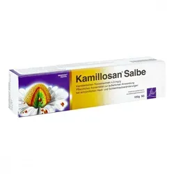 Kamillosan Salbe: Wund- und Heilsalbe für gesunde Haut - Arzneimittel zur Linderung von Entzündungen und Ekzemen. Mit natürlicher Manzana-Kamille fördert es die Wundheilung und eignet sich auch für empfindliche Babyhaut.