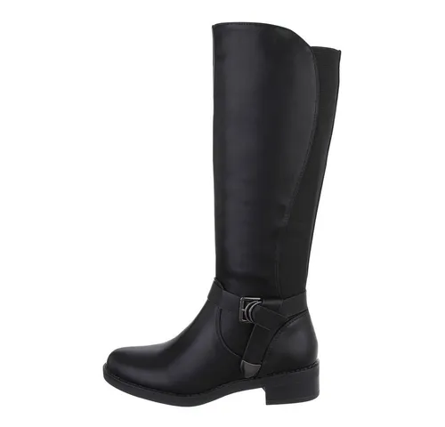 Ital-Design Damen Freizeit Stiefel (85757826) in Schwarz mit Blockabsatz - Kniehohe Stiefel mit praktischem seitlichen Reißverschluss und Stretch-Einsatz für optimalen Sitz. Moderner Look und angenehmer Tragekomfort machen sie zur idealen Wahl für jeden Anlass.
