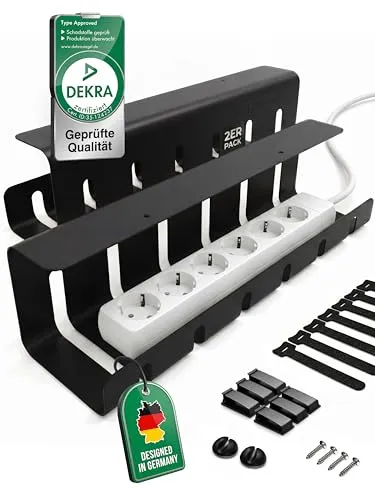 UNITURE® Kabelkanal Schreibtisch - DEKRA Zertifiziertes 2er Set für Kabelmanagement - Kabelkanäle für eine produktive Umgebung: Reduziert Kabelsalat und sorgt für perfekte Kabelorganisation unter dem Schreibtisch. Einfach zu montieren und vielseitig einsetzbar für alle Kabelarten.