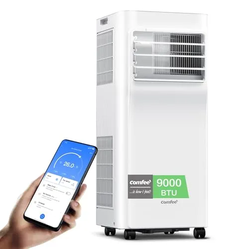 Comfee Mobiles Klimagerät Breezy Cool Pro 2.6, 9000 BTU - Mobile Klimaanlage mit 3-in-1-Funktion: Kühlen, Ventilieren und Entfeuchten. Innovative App-Steuerung und energiesparendes Kältemittel R290 für umweltfreundliche Kühlung.