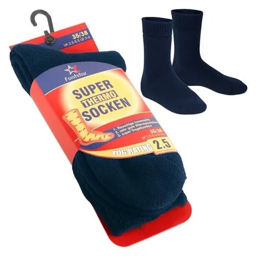 Footstar Damen und Herren Feet Heater Thermo Socken (1 Paar) Extra warme Winter Socken - Navy 39-42