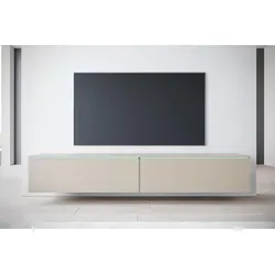 MINIO go for it, TV-Schrank "DONNA" 180 cm – stilvoll und funktional - Der elegante TV-Schrank im minimalistischen Design bietet Platz für RTV-Geräte und Dekorationen. Hängend oder stehend nutzbar, aus stabiler, 15 mm starker Spanplatte gefertigt. Ideal für jeden Raum.
