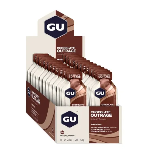 Gu Energy Gel Chocolate Outrage, 24 x 32g - Protein Shakes & Muskelaufbau, energiereicher Gel für optimale Leistung und schnelle Energiezufuhr während des Trainings.