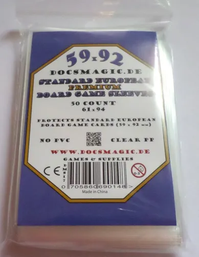 Docsmagic.de Premium Standard European Board Game Sleeves - 61 x 94 - EU Euro 50