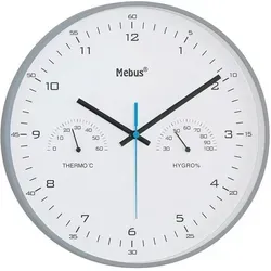 Wanduhr, Grau, Kunststoff, Thermo-Hygrometer, Dekoration, Uhren, Wanduhren