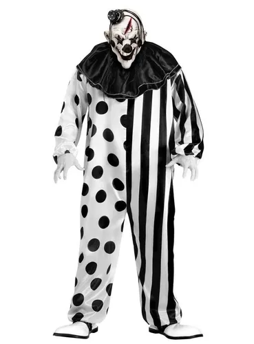 Fun World Kostüm Horrorclown Kostüm - Halloween Grusel Verkleidung, Furchteinflößendes Clownskostüm mit passender Maske
