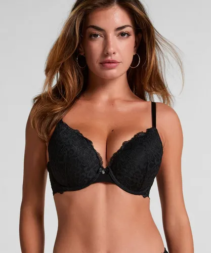Hunkemöller Vorgeformter Push-up-Bügel-BH Marine - Caviar - 85A - Eleganter Push-up-Bügel-BH aus feiner Spitze mit verführerischer Schleifenverzierung. Ideal für einen besonderen Look, perfekt kombinierbar mit passendem Slip.