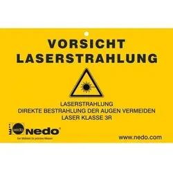 Nedo Warnschild - Vorsicht Laserstrahlung - Klasse 3R - Sonstige Elektroinstallationsartikel, hochwertiger Kunststoffdruck, ideal für Innen- und Außenbereiche zur Sicherheit bei Laseranwendungen.