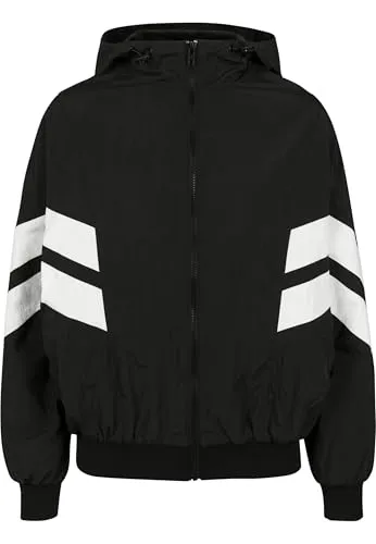 Urban Classics Damen Tb2664 Jacke, Blk/Wht, XL EU - Funktionsjacke im 90er-Jahre Retro Style, aus Crinkle Material für besonderen Tragekomfort und elastischen Bündchen für optimale Passform. Ideal für sportliche Looks!
