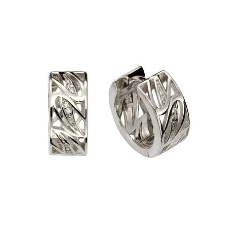 Elegante Creolen Ohrringe aus 925 Sterling Silber mit Zirkonia - Ohrschmuck aus rhodiniertem Sterlingsilber, ideal für Damen. Funkelnde Zirkonia-Steine und modernes Design machen diese 16 mm großen Creolen zum perfekten Accessoire.