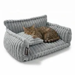 noviclass® Haustiersofa Chaffar | Orthopädisches Katzensofa & Hundesofa in Lichtgrau - Betten für Katzen – Extra weich und elegant, mit orthopädischer Matratze für optimalen Komfort und Gelenkentlastung. Ein stilvolles Highlight für dein Zuhause!