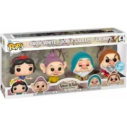FUNKO POP! Disney Snow White 4er Pack - Dopey, Sleepy, Grumpy Special Edition - Spielfiguren - 4-teiliges Set mit Dopey, Sleepy und Grumpy, ideal für Sammler und Disney-Fans. Jede Figur ist ca. 9,5 cm groß und kommt in der Originalverpackung.