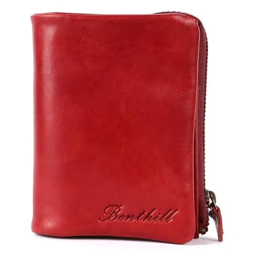 Benthill Geldbörse Klein - Echt Leder Slim-Wallet mit RFID Schutz - Geldbörsen mit 6 Kartenfächern, Münzfach und Reißverschluss, ideal für Sicherheit und Stil im Alltag.