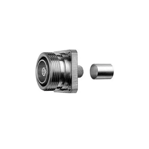 Telegärtner 7-16-Buchse mit Flansch 100024454 - Koax-Steckverbinder mit 50 Ohm Impedanz und Crimp-Anschluss, ideal für professionelle Anwendungen und zuverlässige Signalübertragung.