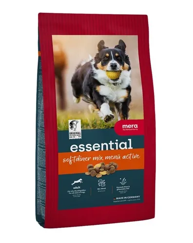 MERA essential Brocken Hundefutter - Trockenfutter für alle Hunderassen mit hochwertigem Geflügelprotein, Omega-3 und Omega-6 für gesunde Haut und glänzendes Fell – ideal für aktive Hunde.