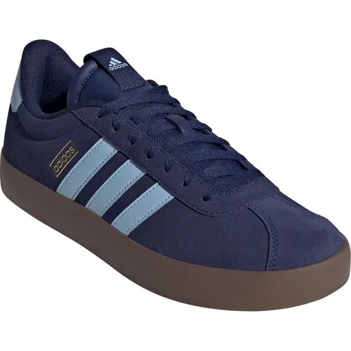 Adidas Herren VL Court 3.0 Schuhe - Dunkelblau/Clear Sky/Gold, 41 1/3 EU - Modische Herren Sneakers mit regulärer Passform, Obermaterial aus Leder und dämpfender Zwischensohle für hohen Tragekomfort.