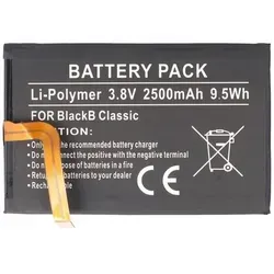 Akku passend für Blackberry Classic, BPCLS00001B, 1ICP4/59/93, Li-Polymer, 3,8V, 2500mAh, 9,5Wh, built-in, ohne Werkzeug