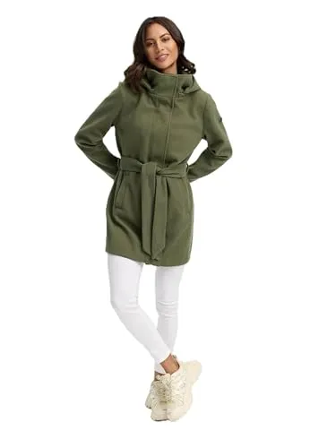 MARIKOO Damen Übergangsmantel (XS-3XL) - Eleganter Mantel mit Taillengürtel und abnehmbarer Kapuze - Stylischer Damen Wintermantel mit 4 praktischen Taschen und 2-Wege-Reißverschluss. Ideal für kalte Tage, bietet er optimalen Komfort und Wärme. Hochwertige Verarbeitung für alle Größen.
