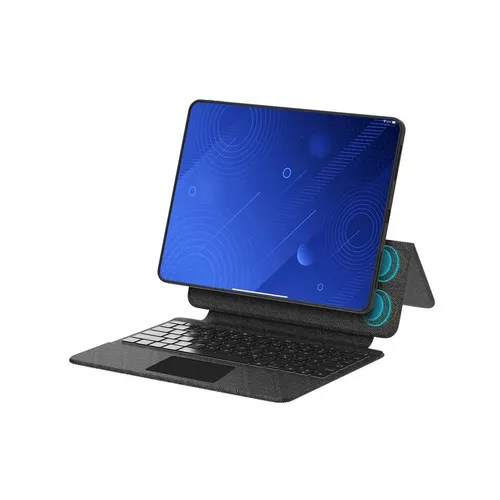 ISY ITF-1001 Folio Schutzhülle mit Tastatur Dunkelgrau - Tastaturhülle für iPad Air 13'' M2 und iPad Pro 12.9'' mit deutschem QWERTZ-Layout, schützt Ihr Gerät und bietet komfortables Tippen.