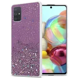 Cadorabo Hülle für Samsung Galaxy A71 5G Schutz Hülle in Lila Handyhülle TPU Etui Glitter Cover Case Glitzer