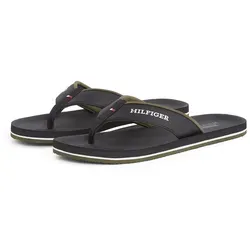 Zehentrenner TOMMY HILFIGER "PADDED COMFORT HILFIGER B SANDAL", Herren, Gr. 48, schwarz, Lederimitat, Textil, casual, Schuhe, Sommerschuh, Schlappen, Badeschuh mit Logoschriftzug