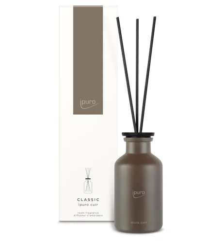 ipuro Raumduft Classic Cuir, 240 ml - Aromatherapie mit edlem Leder- und Holzduft, sorgt für eine harmonische Atmosphäre und ein unvergessliches Dufterlebnis in Ihrem Zuhause.