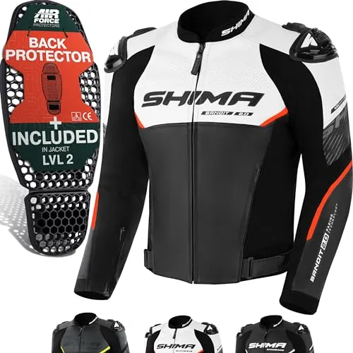 SHIMA Herren Bandit 2.0 Motorradkombi - Jacke in Rot, Größe 56 EU - Schutzjacke aus hochwertigem Rindsleder mit fortschrittlichem AirForce Rückenprotektor der Stufe 2 für optimale Sicherheit und Belüftung, ideal für Sommerfahrten.