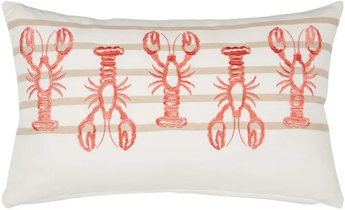 PAD Dekokissen LOBBY, Hummer-Motiv, 35x60 cm, Made in Europe - Kissenhülle LOBBY aus 100 % Baumwolle – verleiht Ihrem Zuhause maritimen Charme mit verspielten Hummer-Stickereien. Ideal für eine stilvolle und entspannte Atmosphäre.