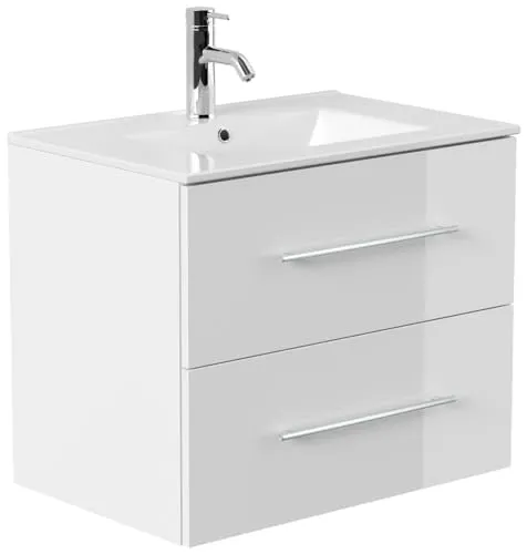 Magnolia Home Badmöbel Firenze 70 SoftClose in Hochglanz Weiß - Hochwertiger Badezimmer-Waschtisch mit SoftClose-Funktion. Kompakte Maße 70x52x46 cm, designed in Deutschland. Langlebige Oberflächen und einfache Montage für Ihr Traumbad.