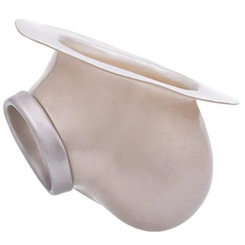TOYLIE Latex Penishülle Ben silber mit Basisplatte zum ankleben an Latexkleidung - Penis-Sleeve mit 3,5cm Penisring (dehnbar) am Schaft und Hodensack - MADE IN GERMANY