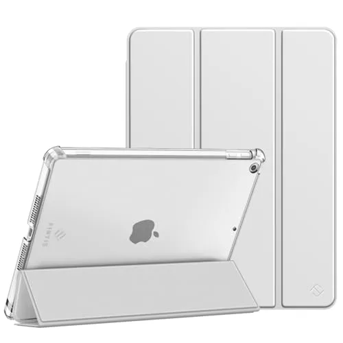 Fintie Hülle für iPad 9. Generation 2021/8. Gen 2020/7. Gen 2019 10.2 Zoll mit Stifthalter, ultradünne leichte Schutzhülle mit transparenter Rückseite und Auto Schlaf/Wach Funktion, Silber