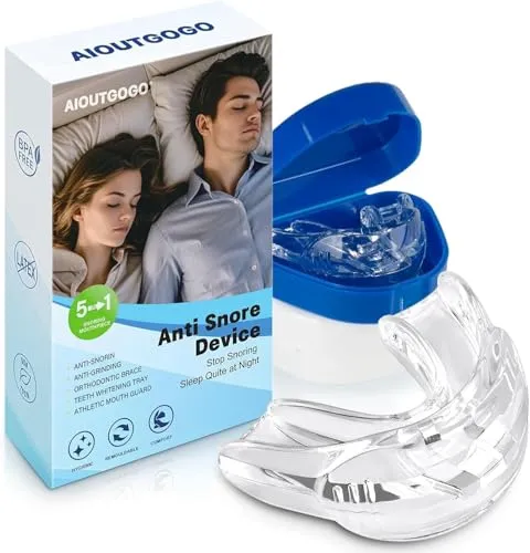 Schnarchschiene 2 Stück Anti Schnarch Schnarchstopper für Männer und Frauen-AIOUTGOGO Gegen Schnarchen Stopper, Effektiv Anti Schnarch Schiene Testsieger Anti Snoring Stopper Transparent