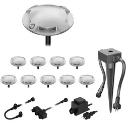 ledscom.de LED Boden-Aufbau-Leuchte Bunda, 4-flammig mit Dämmerungssensor, befahrbar, warm-weiß, 10er Set - Die BUNDA 4-flammige LED Boden-Aufbau-Leuchte sorgt für blendfreies Licht in Ihrem Außenbereich. Dank robustem Design ist sie befahrbar und ideal für Einfahrten. Mit Dämmerungssensor für automatisches Ein- und Ausschalten.