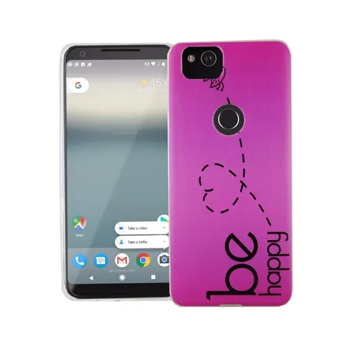 Handy Hülle für Google Pixel 2 Be Happy Pink Tasche Cover Motiv Slim TPU Bumper