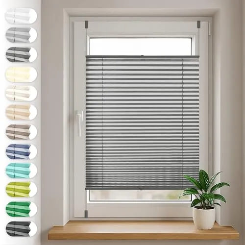Sonello Plissee ohne Bohren Klemmfix Rollo 70cm x 220cm in Anthrazit - Praktisches Klemmfix Plissee für Fenster und Türen, blickdicht und ohne Bohren montierbar. Ideal für eine einfache und schnelle Selbstmontage, perfekt für jeden Raum.
