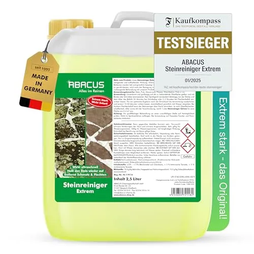 ABACUS Steinreiniger Extrem - 2500ml Flechtenentferner - Grünbelagentferner mit Sofortwirkung, ideal für Terrassen, Fassaden und mehr. Entfernt Algen, Schmutz und Flechten effektiv.